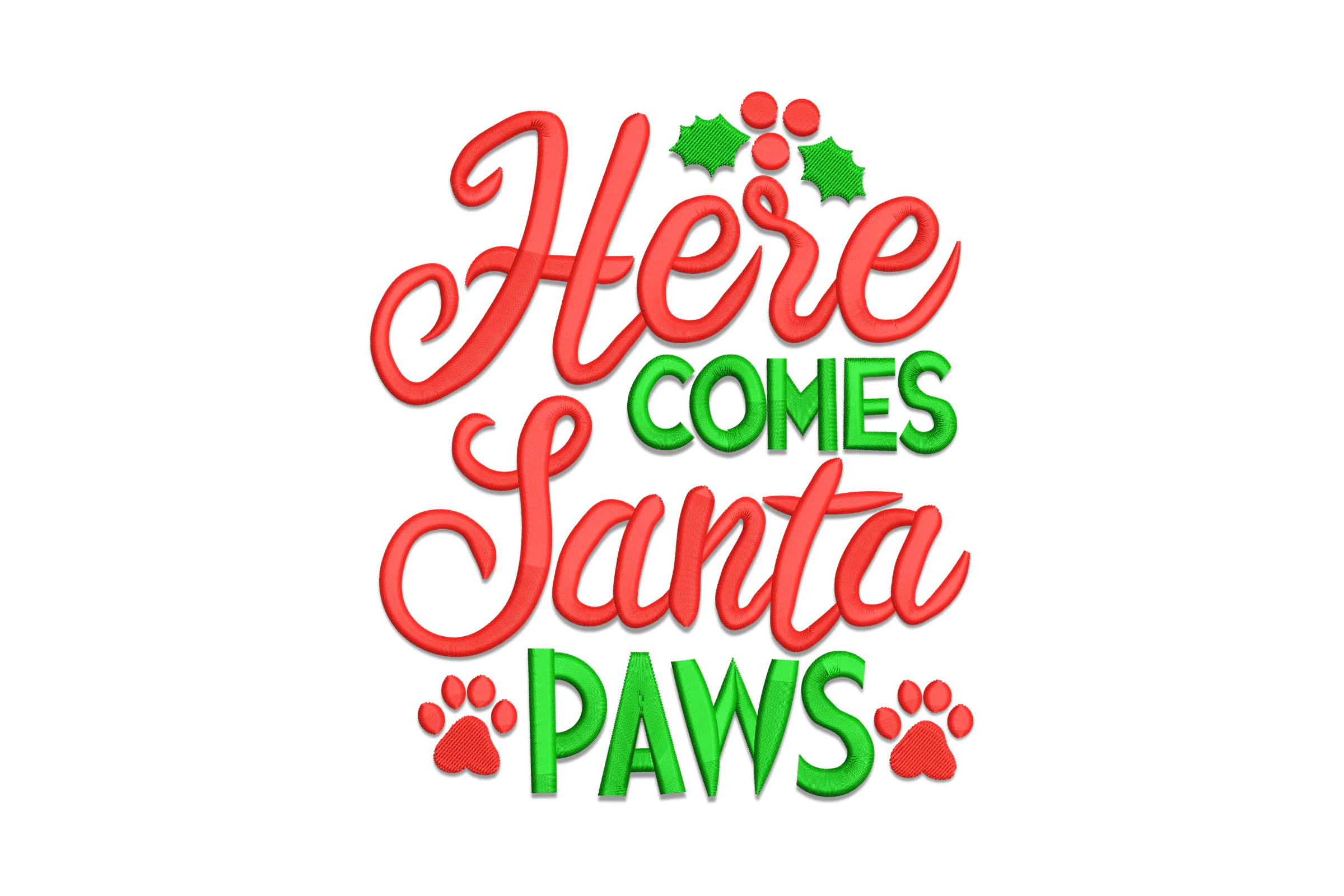 Here Comes Santa Paws Dog Christmas Machine Embroidery Design | Embiart